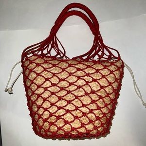 JCrew Sedona Straw Basket Bag in Red